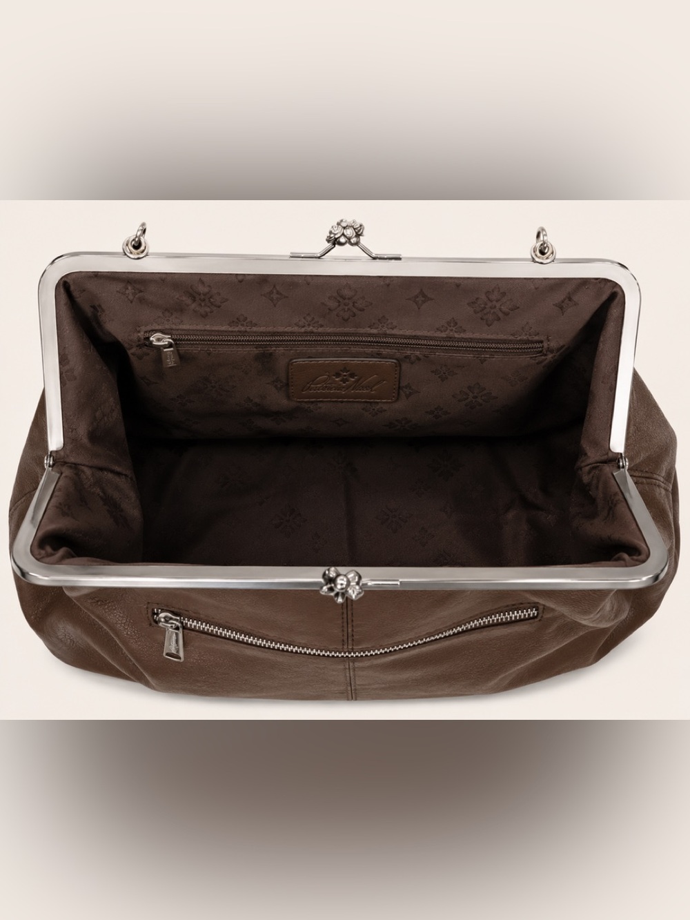 Patricia Nash Brown Leather Kiss-Lock Frame Tote - Picture 3 of 10